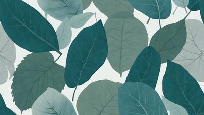 The image features a pattern of green leaves on a white background. The leaves are arranged in a way that creates a visually appealing and harmonious design. The primary subject of the image is the green leaves, which are the main focus and the primary element of the visual style. The setting is a white background, which provides a clean and minimalist appearance to the overall composition. The colors and mood of the image are predominantly green, which gives it a fresh and natural feel.