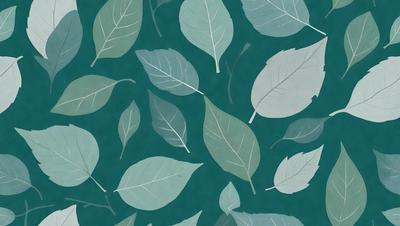 The primary subject of the image is a pattern of green leaves, which are the main objects in the scene. The leaves are arranged in a visually appealing manner, creating a sense of depth and dimension. The setting is a blue background, which provides a contrasting and complementary color to the green leaves. The visual style of the image is a combination of digital art and illustration, as the leaves are depicted in a detailed and realistic manner. The overall atmosphere of the image is serene and calming, with the green leaves