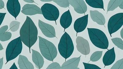 The primary subject of the image is a pattern of green leaves, which are the main objects in the scene. The leaves are arranged in a visually appealing manner, creating a sense of harmony and balance. The setting is a white background, which provides a clean and uncluttered environment for the leaves to stand out. The visual style of the image is a combination of digital art and illustration, as the leaves are depicted in a detailed and realistic manner. The dominant colors in the image are green, which gives a sense