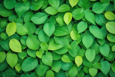 The image features a large, lush green plant with many leaves. The plant is the primary subject, and it is set against a backdrop of a green background. The visual style of the image is a close-up of the plant, showcasing its intricate details. The dominant colors in the image are green, which creates a calm and serene atmosphere.