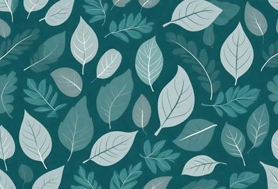 The primary subject of the image is a pattern of green leaves, which are the main objects in the scene. The leaves are arranged in a blue and green color scheme, creating a visually appealing and natural design. The setting is a blue and green background, which complements the leaves and adds to the overall atmosphere of the image. The visual style of the image is a combination of digital art and illustration, showcasing the intricate details of the leaves and their arrangement.