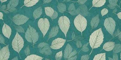 The primary subject of the image is a pattern of green leaves, which are the main objects in the scene. The leaves are arranged in a visually appealing manner, creating a sense of harmony and balance. The setting is a blue background, which complements the green leaves and adds to the overall visual style. The image is a digital art or illustration, showcasing the artist's skill in creating a realistic and aesthetically pleasing representation of the leaves. The colors and mood of the image are predomin