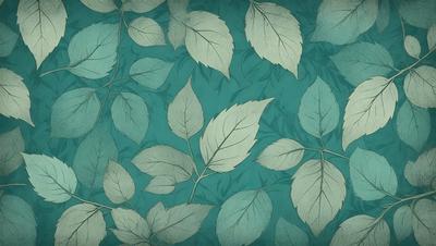 The primary subject of the image is a leaf pattern, which is displayed on a blue background. The leaf pattern is a combination of green and brown colors, creating a natural and earthy atmosphere. The visual style of the image is a combination of digital art and illustration, as it features a detailed and intricate leaf design. The overall mood of the image is serene and calming, as it showcases the beauty of nature through the leaf pattern.