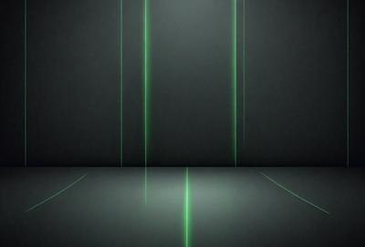 The primary subject of the image is a green light, which is the main focus of the scene. The setting is a dark room with a green background, creating a moody atmosphere. The visual style is a digital art or illustration, as the green light is depicted in a stylized manner. The colors and mood of the image are predominantly green, with a hint of darkness, giving it a mysterious and intriguing appearance.