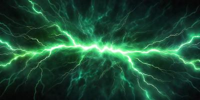The primary subject of the image is a bright green light, which appears to be a neon light or a lightning bolt. The light is surrounded by a dark background, creating a striking contrast. The visual style of the image is a close-up of the light, emphasizing its vibrant color and intensity. The colors and mood of the image are predominantly green, with the light creating a lively and energetic atmosphere.