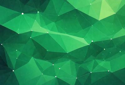 The primary subject of the image is a green geometric pattern, which is the main focus of the image. The setting is a green background, and the visual style is a digital art or illustration. The dominant colors are green and white, creating a calm and soothing atmosphere.