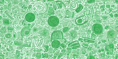 The primary subject of the image is a green and white pattern, which is a combination of various shapes and designs. The setting is a green background, and the visual style appears to be a digital art or illustration. The colors and mood of the image are predominantly green and white, creating a calm and soothing atmosphere.