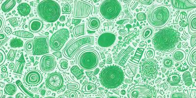 The primary subject of the image is a green and white pattern, which is a combination of various shapes and designs. The setting is a green background, and the visual style appears to be a combination of digital art and illustration. The colors and mood of the image are predominantly green and white, creating a calm and soothing atmosphere.