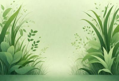 The primary subject of the image is a green forest with a path leading through it. The setting is a lush green environment, and the visual style is a digital art illustration. The colors and mood of the image are predominantly green, creating a serene and natural atmosphere.