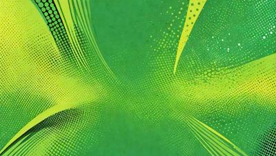 The primary subject of the image is a green background with a pattern of dots. The setting appears to be a colorful and vibrant environment. The visual style of the image is a combination of digital art and illustration, creating a unique and eye-catching design. The colors and mood of the image are predominantly green, with a lively and energetic atmosphere.