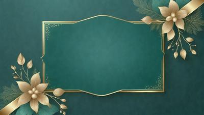 The primary subject of the image is a green frame with a gold border. The setting is a green background, and the visual style is a digital art or illustration. The colors and mood of the image are predominantly green, with a calm and serene atmosphere.