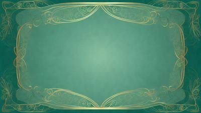The primary subject of the image is a green background with a gold frame. The setting is a decorative design, possibly a wallpaper or a pattern. The visual style is a combination of digital art and illustration, creating a unique and eye-catching design. The colors are predominantly green and gold, giving the image a warm and inviting atmosphere.