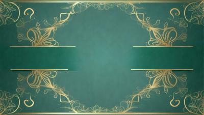 The primary subject of the image is a green background with a gold frame. The setting is a decorative design, possibly a wallpaper or a pattern. The visual style is a combination of digital art and illustration, creating a unique and artistic appearance. The colors are predominantly green and gold, giving the image a warm and inviting atmosphere.
