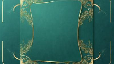 The primary subject of the image is a green background with a gold frame. The setting is a decorative design, possibly a painting or a digital artwork. The visual style is a combination of digital art and traditional painting techniques. The colors are predominantly green and gold, creating a warm and inviting atmosphere.