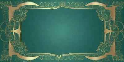 The primary subject of the image is a green background with a gold frame. The setting is a large, empty space with a green background. The visual style is a combination of digital art and illustration, creating a unique and eye-catching design. The colors and mood are predominantly green and gold, giving the image a warm and inviting atmosphere.