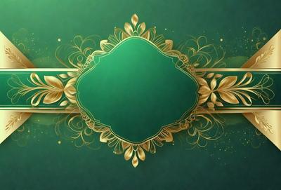 The primary subject of the image is a green and gold decorative frame. The setting is a green background, and the visual style appears to be a digital art or illustration. The colors and mood of the image are vibrant and lively, with the green frame and gold accents creating a sense of elegance and sophistication.