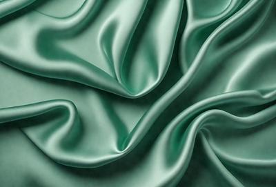 The primary subject of the image is a close-up of a green fabric, possibly a piece of silk or velvet. The setting is a dark background, which contrasts with the green fabric. The visual style appears to be a close-up of the fabric, showcasing its texture and details. The colors and mood of the image are predominantly green, creating a calm and serene atmosphere.