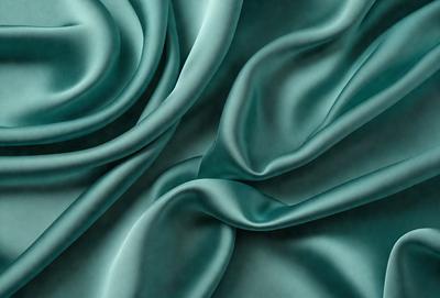 The primary subject of the image is a close-up of a piece of green fabric, possibly a piece of silk. The setting is a dark background, which contrasts with the vibrant green color of the fabric. The visual style appears to be a close-up of the fabric, showcasing its texture and details. The colors and mood of the image are predominantly green, creating a calm and serene atmosphere.