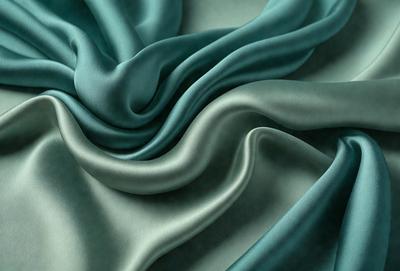 The primary subject of the image is a blue fabric, which is the main object, scene, or focus of the image. The setting or background is a table, and the visual style is a photo. The dominant colors are blue and green, creating a calm and soothing atmosphere.