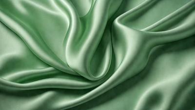 The primary subject of the image is a close-up of a green fabric, possibly a piece of silk or velvet. The setting is a room with a backdrop of a green wall. The visual style is a close-up of the fabric, showcasing its texture and color. The colors and mood of the image are predominantly green, creating a calm and serene atmosphere.