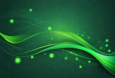 The primary subject of the image is a green background with a pattern of green and white lights. The setting appears to be a dark room, and the visual style is a combination of digital art and illustration. The dominant colors are green and white, creating a calm and soothing atmosphere.