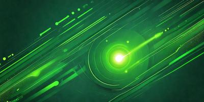 The primary subject of the image is a green light, which appears to be a neon light or a light source with a green hue. The setting is a green background, which complements the green light. The visual style is digital art, as the light is depicted in a digital manner. The colors and mood of the image are predominantly green, creating a calm and soothing atmosphere.