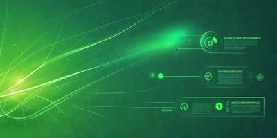 The primary subject of the image is a green background with a series of lines and shapes. The setting appears to be a futuristic or technological environment. The visual style is a combination of digital art and illustration, creating a unique and intriguing design. The colors and mood of the image are predominantly green, which adds to the futuristic and technological atmosphere.