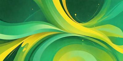 The primary subject of the image is a colorful, abstract design featuring a mix of green, yellow, and orange colors. The setting is a green background, which complements the vibrant colors of the design. The visual style is a combination of digital art and illustration, creating a unique and eye-catching pattern. The overall atmosphere is lively and energetic, with the bright colors evoking a sense of energy and movement.