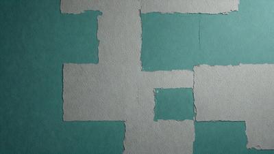 The primary subject of the image is a wall with a blue color scheme. The setting is a room with a white and blue color scheme. The visual style is a combination of digital art and illustration. The dominant colors are blue and white, creating a calm and soothing atmosphere.