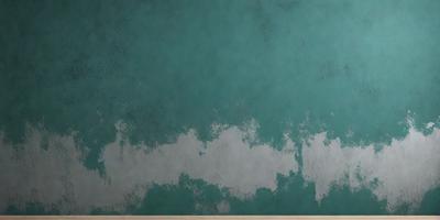 The primary subject of the image is a green wall with a white and blue design. The setting is a room with a blue backdrop. The visual style is a combination of a photo and a drawing, creating a unique and artistic appearance. The dominant colors are green, white, and blue, giving the wall a fresh and vibrant atmosphere.