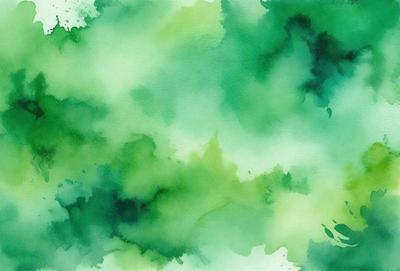 The primary subject of the image is a green, watercolor-style painting of a leafy plant. The setting is a green background, which complements the vibrant green color of the plant. The visual style is a watercolor painting, which gives the image a unique and artistic appearance. The colors and mood of the painting are predominantly green, creating a serene and natural atmosphere.