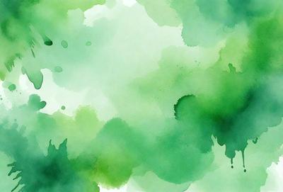 The primary subject of the image is a green background with a watercolor-like appearance. The setting is a watercolor painting, and the visual style is a mix of watercolor and digital art. The dominant colors are green, and the overall atmosphere is serene and calming.