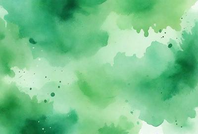 The primary subject of the image is a green, watercolor-style painting of a leafy plant. The setting is a green background, which complements the vibrant green color of the plant. The visual style is a watercolor painting, giving the image a unique and artistic appearance. The colors and mood of the image are predominantly green, creating a serene and natural atmosphere.