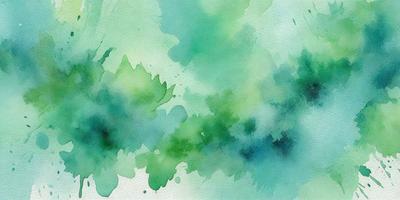 The primary subject of the image is a green and blue watercolor painting of a leafy plant. The setting is a watercolor painting, which gives the image a unique visual style. The colors and mood of the painting are predominantly green and blue, creating a serene and natural atmosphere.