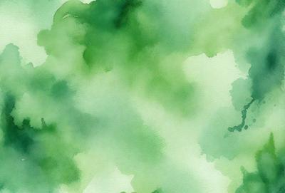 The primary subject of the image is a green leafy plant. The setting is a watercolor painting, which gives the image a vibrant and artistic visual style. The dominant colors are green, with some shades of blue and white, creating a lush and natural atmosphere.