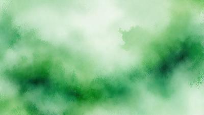 The primary subject of the image is a green, misty forest. The setting is a lush, green environment with trees and fog. The visual style is a combination of a photo and digital art, creating a unique and captivating scene. The dominant colors are green and white, giving the image a serene and peaceful atmosphere.