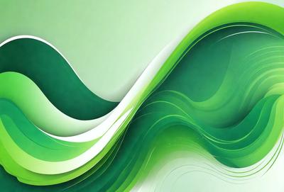 The primary subject of the image is a green wave or water-like pattern. The setting is a white background, which provides a clean and minimalist appearance. The visual style is a combination of digital art and illustration, creating a unique and eye-catching design. The dominant colors are green and white, giving the image a fresh and lively atmosphere.