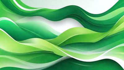 The primary subject of the image is a green wave or water pattern. The setting is a white background, which contrasts with the green wave. The visual style is a digital art or illustration, creating a vibrant and lively atmosphere. The dominant colors are green and white, with the green wave being the main focus of the image.