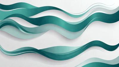 The primary subject of the image is a series of three large, curved, and colorful glass panels. The panels are arranged in a visually appealing manner, creating a sense of depth and dimension. The setting is a white wall, which serves as a clean and unobstructed background for the glass panels. The visual style of the image is a combination of digital art and illustration, as the panels are crafted to resemble ocean waves. The colors and mood of the image are predominantly blue