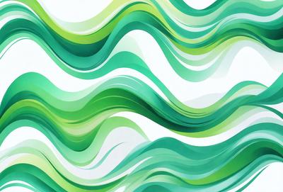 The primary subject of the image is a green and white wave pattern, which is the main object, scene, or focus of the image. The setting or background features a white wall, and the visual style appears to be a digital art or illustration. The dominant colors in the image are green and white, creating a calm and soothing atmosphere.