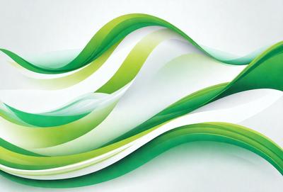 The primary subject of the image is a green and white wave, which is the main focus of the scene. The wave is depicted in a digital art style, giving it a modern and visually appealing appearance. The setting is a white background, which provides a clean and minimalist look to the image. The colors and mood of the image are predominantly green and white, creating a sense of calmness and tranquility.