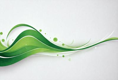 The primary subject of the image is a green and white swirl, which appears to be a digital art or illustration. The setting is a white background, and the visual style is a combination of digital art and illustration. The colors and mood of the image are predominantly green and white, creating a sense of movement and fluidity.