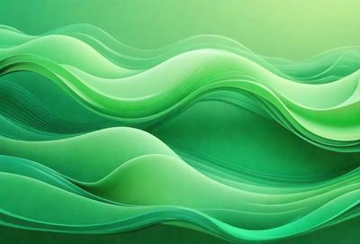 The primary subject of the image is a green wave, which appears to be a digital art or illustration. The setting is a green background, and the visual style is a combination of digital art and illustration. The dominant colors in the image are green, and the overall atmosphere is calm and serene.
