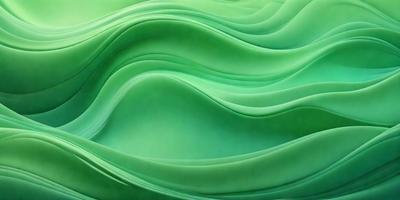 The primary subject of the image is a large, green, wavy surface that resembles a wave or a piece of fabric. The setting is a close-up of the green surface, which appears to be a pattern or a texture. The visual style is a digital art or illustration, as the image is a close-up of a green, wavy surface. The colors and mood of the image are predominantly green, creating a calm and soothing atmosphere.