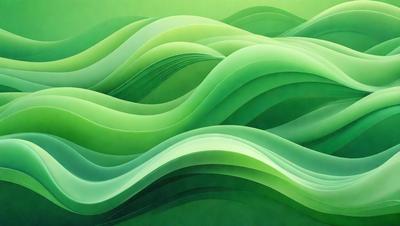 The primary subject of the image is a large, colorful, and intricate wave pattern. The setting is a green background, which adds to the vibrant and lively atmosphere of the scene. The visual style is a combination of digital art and illustration, creating a unique and eye-catching design. The dominant colors are green, blue, and white, which contribute to the overall mood of the image, evoking a sense of calmness and tranquility.
