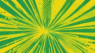 The primary subject of the image is a bright, colorful, and vibrant green and yellow circle. The setting is a colorful background, possibly a painting or a digital artwork. The visual style is a mix of digital art and illustration, creating a lively and energetic atmosphere. The dominant colors are green and yellow, which contribute to the overall mood of the image, which is cheerful and uplifting.