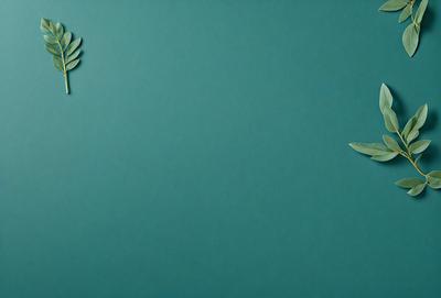 The primary subject of the image is a green leaf, which is placed on a blue background. The leaf is positioned on the left side of the image, and it appears to be a part of a larger design or pattern. The setting or background is a blue surface, which provides a contrasting backdrop for the green leaf. The visual style of the image is a combination of a photo and digital art, as it features a realistic leaf design with a touch of digital artistry. The colors and mood of the image are predomin