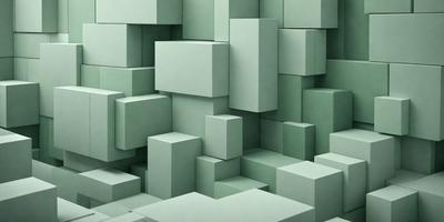 The primary subject of the image is a large, three-dimensional display of green blocks. The setting is a green background, which creates a visually appealing contrast with the blocks. The visual style is a combination of digital art and illustration, as the blocks are arranged in a complex pattern. The colors and mood of the image are predominantly green, giving it a calm and soothing atmosphere.