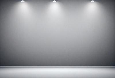 The primary subject of the image is a large, empty white room with a white wall. The setting is a plain, unadorned space, and the visual style is a black and white photo. The colors and mood of the image are predominantly neutral, creating a sense of emptiness and simplicity.
