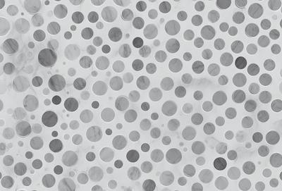 The primary subject of the image is a pattern of circles on a marble surface. The circles are arranged in a visually appealing manner, creating a sense of depth and texture. The setting is a marble wall, which adds to the overall atmosphere of the image. The visual style is a combination of photo and digital art, as the circles are arranged in a way that resembles a digital art piece. The colors and mood of the image are predominantly gray, giving it a calm and sophisticated appearance.
